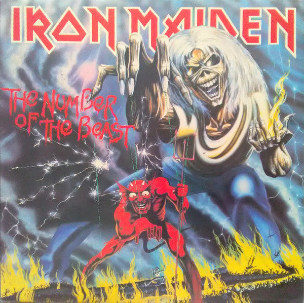 Image of Front Cover of LP - VG/G+ - IRON MAIDEN, The Number Of The Beast (EMI Black Labels; EMC 3400, UK 1986 Reissue, Inner), Light Marks only.,  - 1716276C