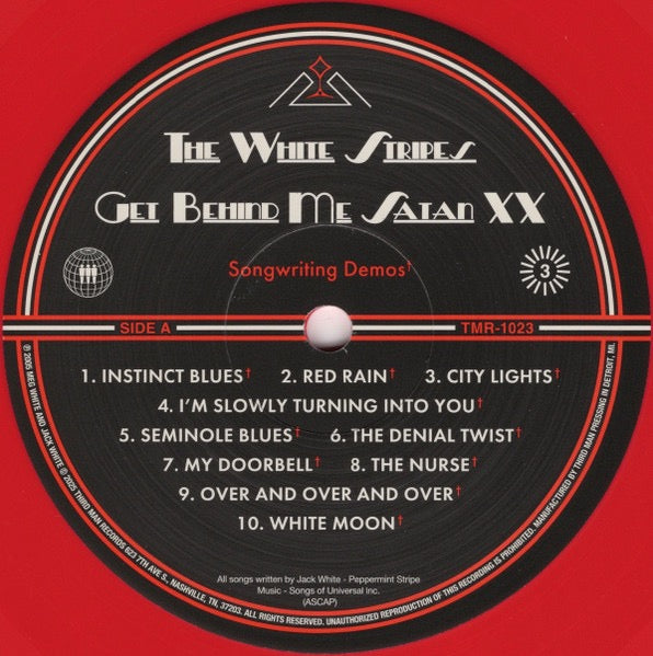 Image of Back Cover of 2xLP - NEW/NEW - THE WHITE STRIPES, Get Behind Me Satan XX (Third Man Records; TMR-1023, US 2025, Book-Style Gatefold, Limited Edition, Red Vinyl, White Vinyl, 7", Blu-Ray), ,  - 1636155E