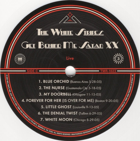 Image of Label Cover of 2xLP - NEW/NEW - THE WHITE STRIPES, Get Behind Me Satan XX (Third Man Records; TMR-1023, US 2025, Book-Style Gatefold, Limited Edition, Red Vinyl, White Vinyl, 7", Blu-Ray), ,  - 1636155E