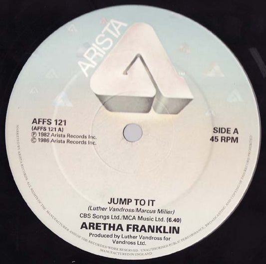Image of Front Cover of 12" - /VG - ARETHA FRANKLIN, Jump To It / Get It Right (Arista; AFFS 121, UK 1986, Plain Sleeve), Light Marks only.,  - 1716312C