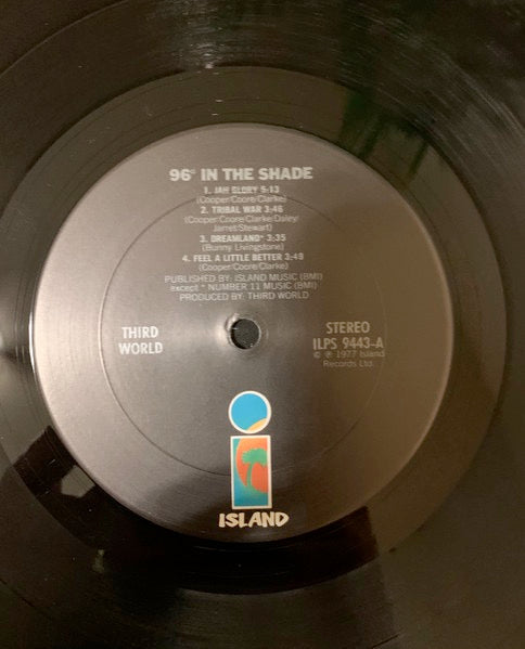 Image of Label Cover of LP - VG/VG - THIRD WORLD, 96  In The Shade (Island Records; ILPS 9443, US 1977, Inner, Santa Maria Pressing), Scuffs on record. Sleeve shrink-wrapped, with notched cut-out at top right, wear along opening, lightly bumped corners,  - 3916265C