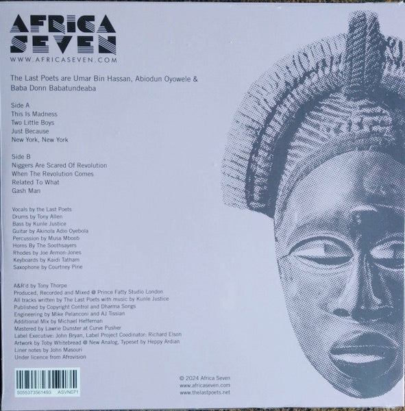 Image of Back Cover of LP - VG+/VG+ - THE LAST POETS FEATURING TONY ALLEN & EGYPT 80, Africanism (Africa Seven; ASVN071, UK 2024, Insert), still in shrink - opened w/ hype sticker,  - 1746113S