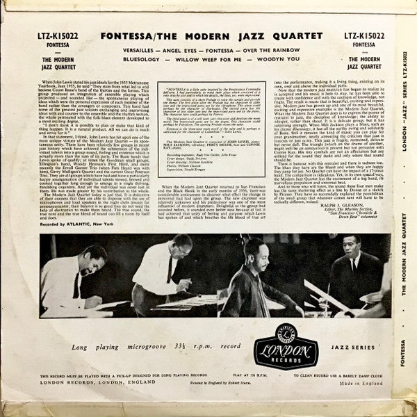 Image of Back Cover of LP - VG/VG - THE MODERN JAZZ QUARTET, Fontessa (London Records; LTZ-K15022, UK , Laminated Front Sleeve), ,  - 1726153E