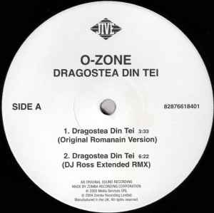 Image of Label Cover of 12" - G/VG - O-ZONE, Dragostea Din Te  (Jive ; 82876618401, UK 2004, Picture Sleeve), lots of wear to sleeve - seam split ttop edge. light marks only,  - 1746134S