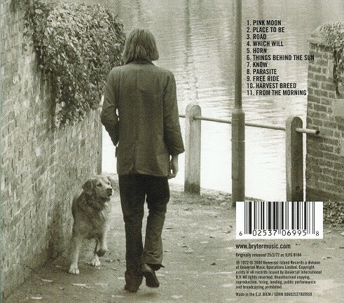 Image of Back Cover of CD - NEW/NEW - NICK DRAKE, Pink Moon (Island Records; 3706995, Europe 2004 Reissue, Digisleeve, Remastered), , 'Pink Moon' is the third and last studio album by English musician Nick Drake, released in 1972, two years before his death in 1974. Recorded without a backing track, it only includes guitar and vocals (except for a brief piano riff on the title track), and therefore differs from his previous two albums. Just like his other albums, 'Pink Moon' had low sales when Nick was aliv