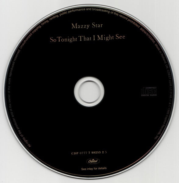 Image of Label Cover of CD - NEW/NEW - MAZZY STAR, So Tonight That I Might See (Capitol Records; CDEST2206, Europe 1993), ,  - 1716451C