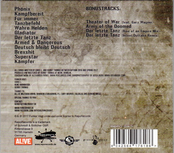 Image of Back Cover of CD - VG/VG+ - FUNKER VOGT, Code Of Conduct (RepoRecords; REPO 037I, Germany 2017, Digipak, Booklet), Tear Damage To Sleeve At Booklet Insert,  - 1736103E