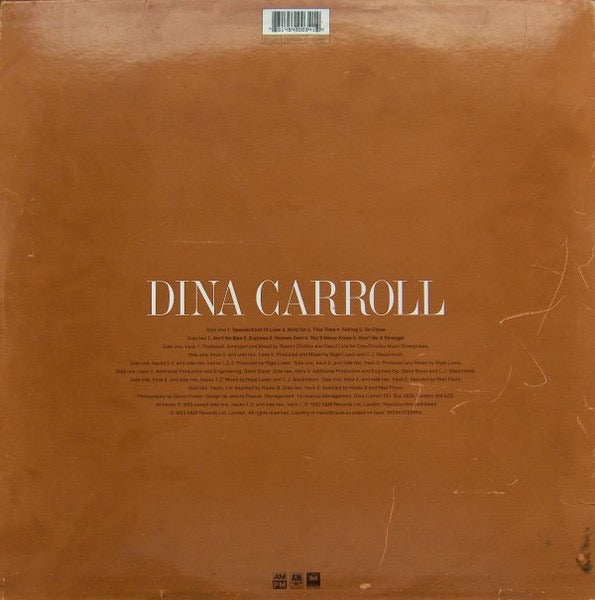 Image of Back Cover of LP - VG/G+ - DINA CARROLL, So Close (A&M PM; 540 034-1, Europe 1993, Inner), Disc has lots of light marks. Edge wear to sleeve.,  - 1716417C