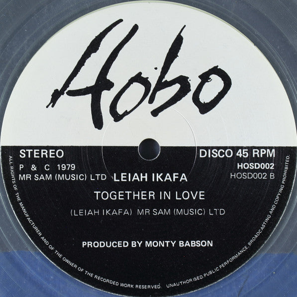 Image of Back Cover of LP - VG/VG+ - LEIAH IKAFA, Disco 2000 / Together In Love (Hobo; HOSD002, UK 1979, Clear vinyl), ,  - 1726309E