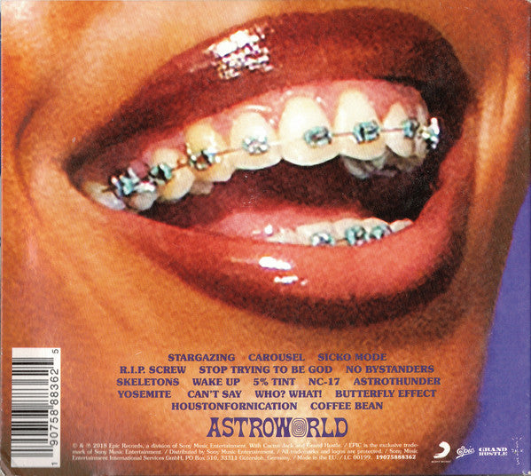Image of Back Cover of CD - NEW/NEW - TRAVIS SCOTT, ASTROWORLD (Epic; 19075888362, Europe 2018, Card Sleeve), ,  - 1716487C