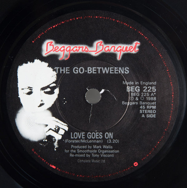 Image of Label Cover of 7" - VG+/VG - THE GO-BETWEENS, Love Goes On (Beggars Banquet ; BEG 225, UK 1989, Picture Sleeve), Strong VG, Promo Sticker On Sleeve,  - 1726344E