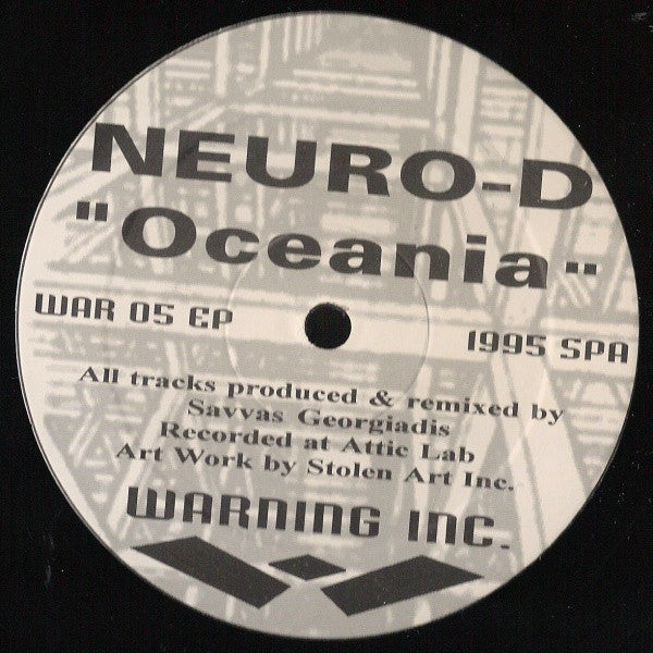 Image of Front Cover of 12" - /VG - NEURO-D, Oceania (Warning Inc.; WAR EP 05, Portugal 1995, Plain Sleeve), ,  - 1726426E