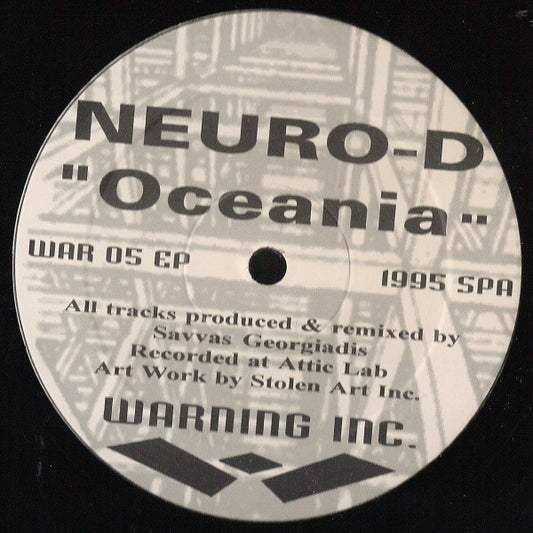 Image of Front Cover of 12" - /VG - NEURO-D, Oceania (Warning Inc.; WAR EP 05, Portugal 1995, Plain Sleeve), ,  - 1726426E