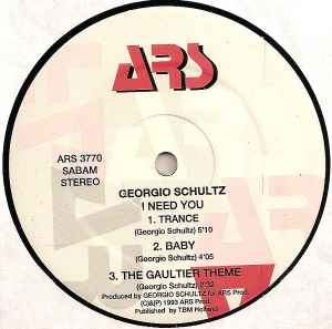 Image of Label Cover of 12" - VG/VG - GEORGIO SCHULTZ, I Need You (ARS Productions; ARS 3770, Belgium 1993), Writing On Label. Label bubbled. light marks only,  - 1746253S