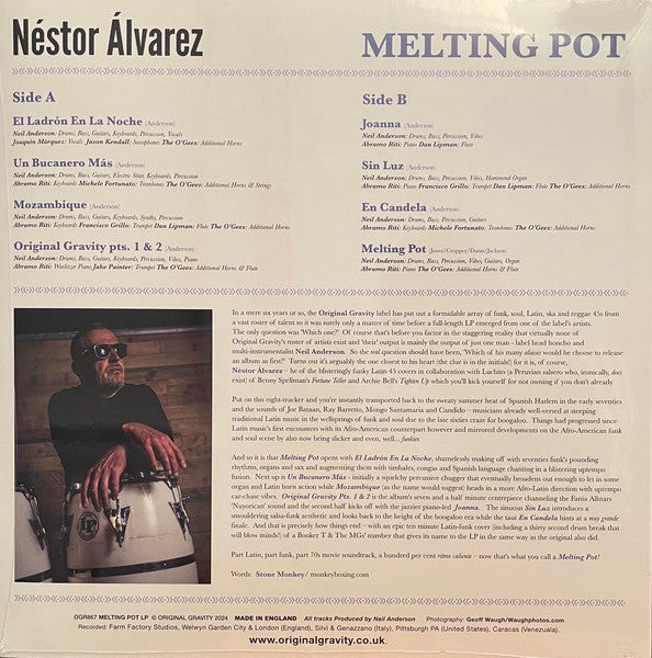 Image of Back Cover of LP - VG+/VG - N STOR  LVAREZ, Melting Pot (Original Gravity; OGR867, UK 2024), ,  - 1716593C