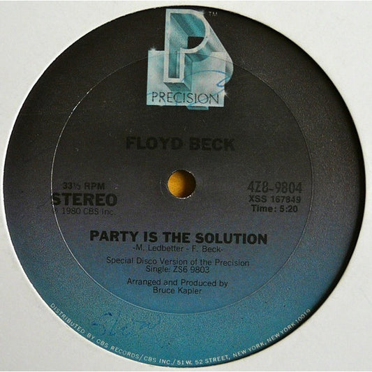 Image of Front Cover of LP - VG/VG - FLOYD BECK, Party Is The Solution / What About Me (Precision; 4Z8-9804, US 1980), ,  - 1726375E