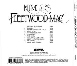 Image of Back Cover of CD - NEW/NEW - FLEETWOOD MAC, Rumours (Warner Records; 603497816156, Europe 2025, Digipak), ,  - 2556234S