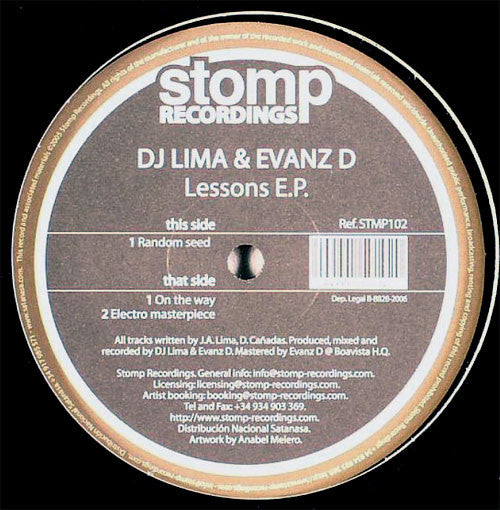Image of Front Cover of 12" - /VG - DJ LIMA & EVANZ D, Lessons E.P. (Stomp Recordings; STMP102, Spain 2006, Plain Sleeve), ,  - 1726430E