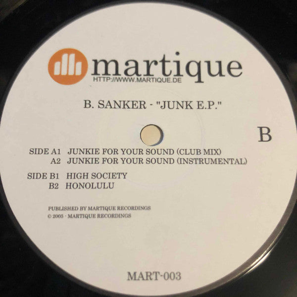 Image of Label Cover of 12" - VG/VG - B.SANKER, Junk E.P. (Martique Recordings; MART 003, Germany 2005, Company Sleeve), ,  - 1726431E
