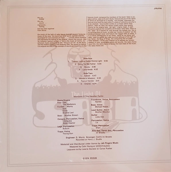 Image of Back Cover of LP - NEW/NEW - THE LIGHT OF SABA, The Light Of Saba (Total Sounds; JFRLP06, UK 2026 Reissue), ,  - 1836015E