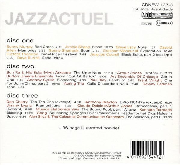 Image of Back Cover of 3xCD - VG+/VG+ - VARIOUS, Jazzactuel (Charly Records; CDNEW 137-3, Germany 2000, Box Set, Booklet), ,  - 1736302E