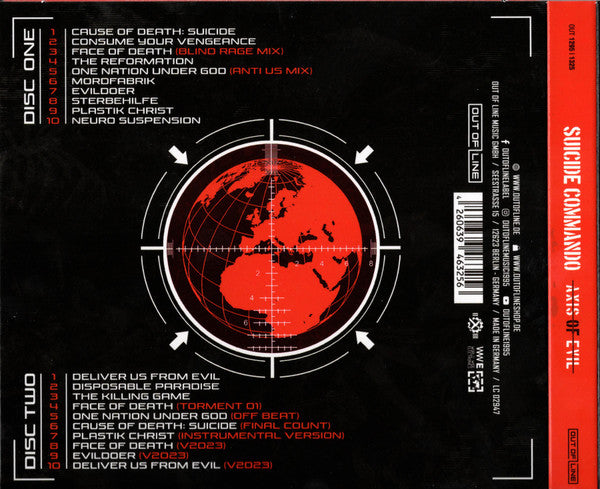Image of Back Cover of 2xCD - VG+/VG+ - SUICIDE COMMANDO, Axis Of Evil (Out Of Line; OUT 1295 | 1325, Germany 2023, Double Digipak, Booklet), ,  - 1736307E