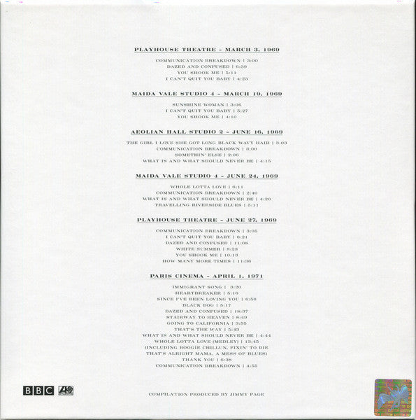 Image of Back Cover of 5xLP - VG+/VG+ - LED ZEPPELIN, The Complete BBC Sessions (Atlantic; 81227943905, Europe 2016, Box Set, 5 Inners, Insert and Booklet), ,  - 1726465E