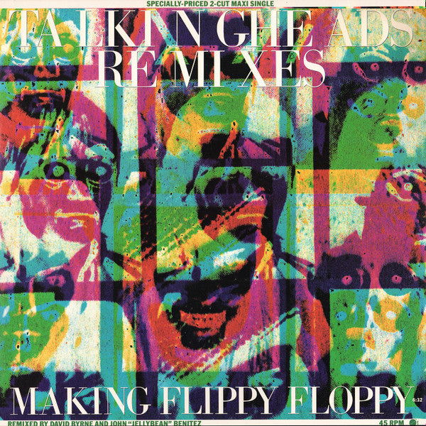 Image of Back Cover of 12" - VG/VG+ - TALKING HEADS, Slippery People / Making Flippy Floppy (Remixes) (Sire; 0-20143, US 1983, Picture Sleeve, Unusual Item - Please Enquire about Postage), Edge wear and notch cut in sleeve,  - 1726450E