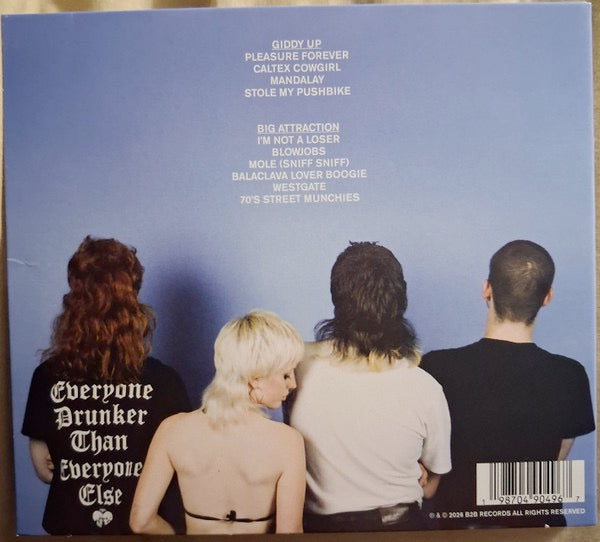 Image of Back Cover of CD - NEW/NEW - AMYL AND THE SNIFFERS, Giddy Up / Big Attraction (10 Year Anniversary) (Virgin; B2B006CD, UK 2026), , Ten years ago, in a shared house on Chapel Street, four20-year-olds with zero expectations wrote and recorded anEP in a single afternoon. Those six blistering minutes ofmusic became  Giddy Up . An hour later, Amyl and TheSniffers had a name and the beginnings of a legacy. As Amy recalls:  We recorded and wrote over theafternoon  we d never played together before that da