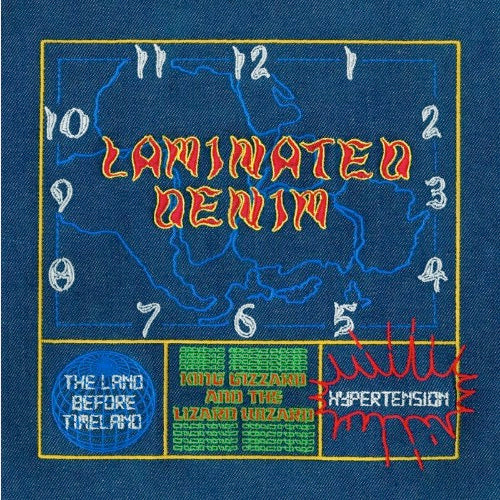 Image of Front Cover of LP - NEW/NEW - KING GIZZARD & THE LIZARD WIZARD, Laminated Denim (d(doom) records; 8704694134, Europe 2026 Reissue, Cardboard Outer, Inner, Orange Habanero Vinyl), , Since 2010, the band have released 25 studioalbums, which range from expansive jazz-rock, tospaghetti Western soundscapes, semi-acousticcosmic ballads, sci-fi prog, kaleidoscopic garagerock, thrash metal, explorations of microtonaltunings, Krautrock and more. King Gizzard s 22nd album,  Laminated Denim , isa jammy spirit