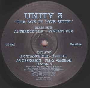 Image of Label Cover of 12" - VG/VG - UNITY 3, The Age Of Love Suite (NovaMute ; 12NOMU6, UK 1992, Picture Sleeve), light marks only. few creases to sleeve - minor,  - 1746380S