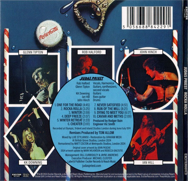 Image of Back Cover of CD - EX/VG+ - JUDAS PRIEST, Rocka Rolla (Exciter Records; EXCITER001CD, Europe 2025 Reissue, Digipak, Insert), Still In Opened Shrinkwrap With Hype Sticker,  - 1716706C