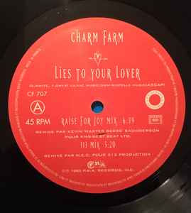 Image of Label Cover of 12" - VG/VG - CHARM FARM, Lies To Your Lover (P.R.A. Records ; CF 707, France 1993, Picture Sleeve), edge wear and creasing to sleeve - minor. light marks only,  - 1746388S