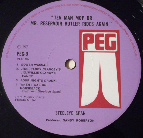 Image of Label Cover of LP - VG/VG - STEELEYE SPAN, Ten Man Mop Or Mr. Reservoir Butler Rides Again (Pegasus; PEG 9, UK 1972 reissue, Textured gatefold with gold foil, Stapled booklet), ,  - 1726501E