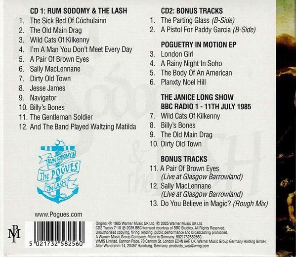 Image of Back Cover of 2xCD - M/M - THE POGUES, Rum Sodomy & The Lash (Rhino Records; 5021732582560, Europe 2025 Reissue, Folded Sleeve), Still SEALED In Stickered Shrinkwrap,  - 1816002C