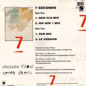 Image of Back Cover of 12" - VG+/VG - YOUSSOU N'DOUR & NENEH CHERRY, 7 Seconds (Chaos; COL 660254 6, Europe 1994, Picture Sleeve), Light marks and scuffs.,  - 1816037C
