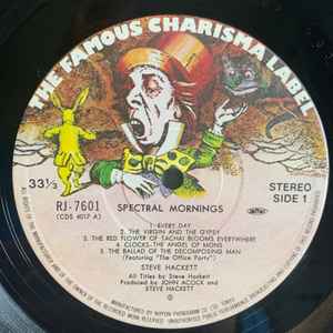 Image of Label Cover of LP - VG+/VG+ - STEVE HACKETT, Spectral Mornings (Charisma; RJ 7601, Japan 1979, Pasteback Sleeve, Insert, NO Obi), ,  - 1846006S