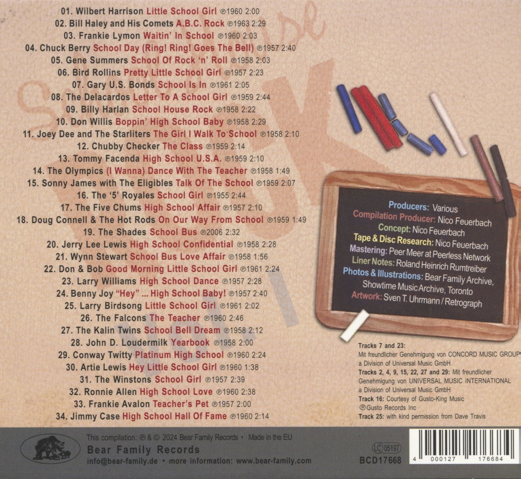 Image of Back Cover of CD - M/M - VARIOUS, School House Rock Vol.1 - School Is In! (CD) (Bear Family Records; BCD17668, Germany 2024, Digipak), SEALED,  - 1816008C