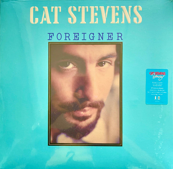 Image of Front Cover of LP - EX/EX - CAT STEVENS, Foreigner (Island Records; 00602458317336, Europe 2024 Reissue, Embossed Sleeve, Insert, 180 Gram Blue Vinyl,  50th Anniversary Edition), Opened Instore, Still In Stickered Shrinkwrap,  - 1846018S