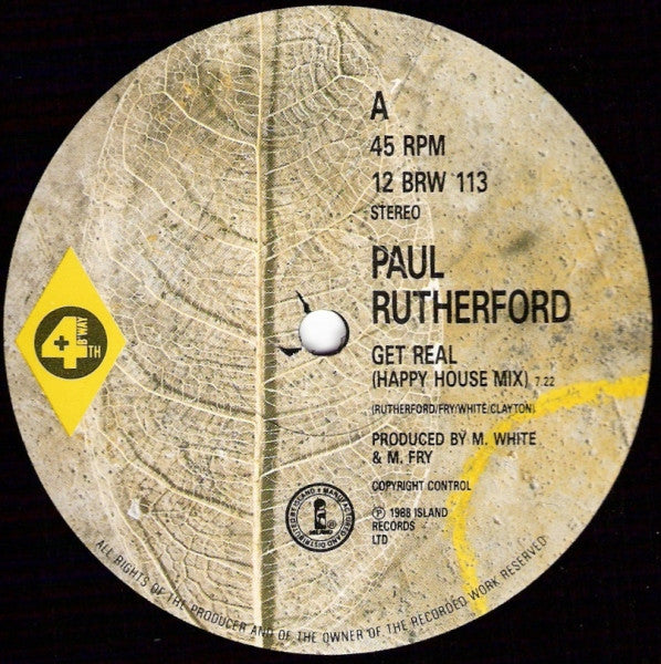 Image of Label Cover of 12" - VG+/VG - PAUL RUTHERFORD, Get Real (4th & Broadway; 12 BRW 113, UK 1988, Picture Sleeve), Light Marks only.,  - 2716393C