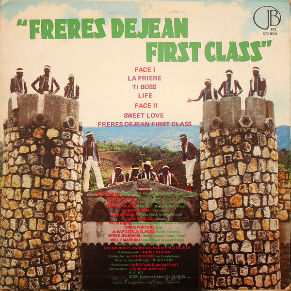 Image of Back Cover of LP - VG/VG - FRERES DEJEAN, First Class (JB; JB-102, US 1981), Sleeve in great condition except for small torn area at bottom (both sides). Light hairlines on the record.,  - 1826020E