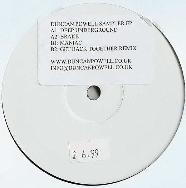 Image of Front Cover of 12" - /VG - DUNCAN POWELL, Sampler EP (; DP001, UK 2006, Stickered White Label, Plain Sleeve), ,  - 1826039E
