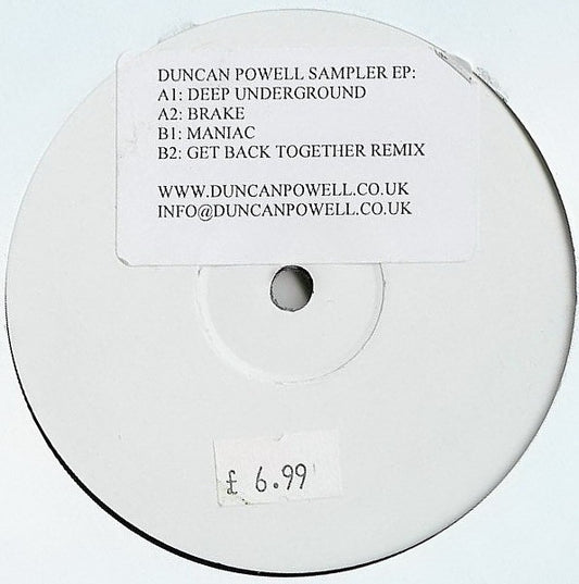 Image of Front Cover of 12" - /VG - DUNCAN POWELL, Sampler EP (; DP001, UK 2006, Stickered White Label, Plain Sleeve), ,  - 1826039E