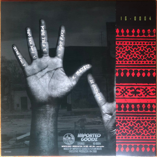 Image of Back Cover of LP - EX/EX - IMPORTED GOODZ, ICE LORD, 52 Blocks (Imported Goodz; IG-0004, US 2021, Limited Edition of 300, Red/black splatter couloured vinyl. Obi strip), No: 232/300,  - 1826076E
