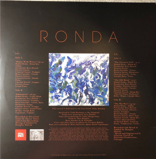 Image of Back Cover of LP - VG+/EX - MAKO SICA, HAMID DRAKE, Ronda (Astral Spirits ; AS072, US 2018, 2 Inners), Opened Instore, Still In Stickered Shrinkwrap, Sleeve Creased,  - 1726531E