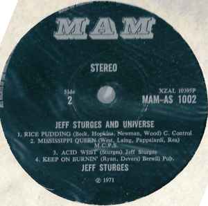 Image of Label Cover of LP - VG/VG+ - JEFF STURGES, Jeff Sturges And Universe (MAM Black Labels; MAMA 1002, UK 1971, Gatefold), Writing inside gatefold, corner bump,  - 1846113S