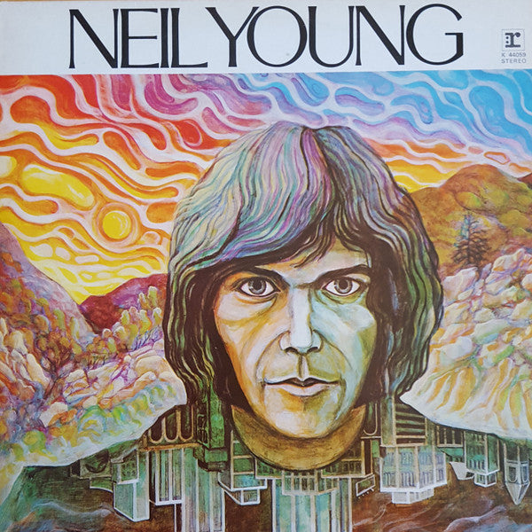 Image of Front Cover of LP - G+/G+ - NEIL YOUNG, Neil Young (Reprise Tan WB Logo; K 44059, UK 1970s Reissue, "Manufactured In The UK" On Labels, One Pressing Ring), Writing On Front Sleeve,  - 1726518E