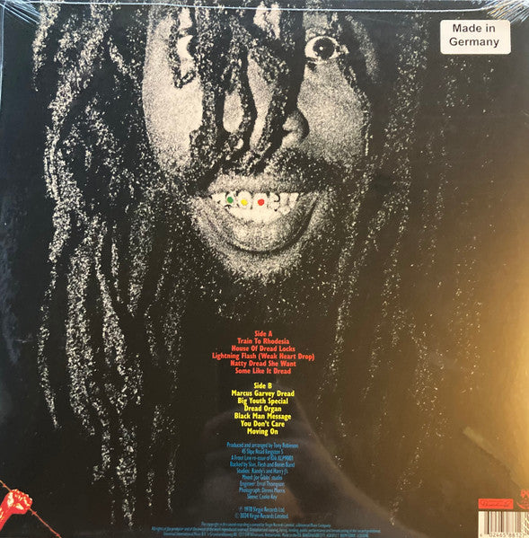 Image of Back Cover of LP - EX/EX - BIG YOUTH, Dread Locks Dread (Virgin; 6588127, UK 2024 Reissue), Sleeve in shrinkwrap (opened).,  - 1926133E