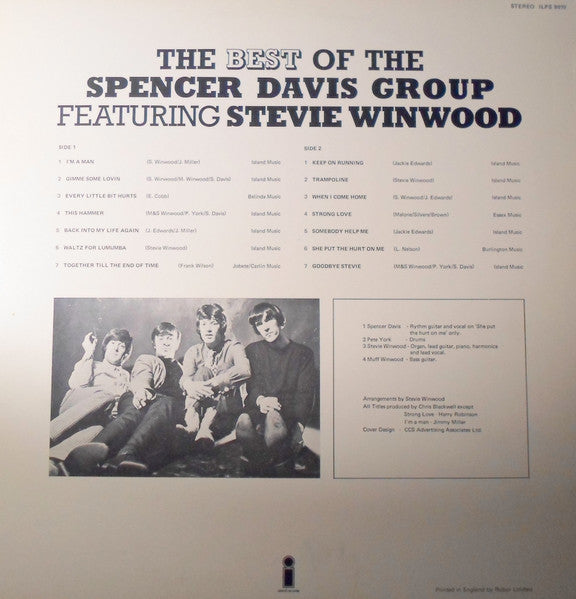 Image of Back Cover of LP - VG/VG+ - THE SPENCER DAVIS GROUP FEATURING STEVE WINWOOD, The Best Of The Spencer Davis Group Featuring Steve Winwood (Island Records; ILPS 9070, UK ), ,  - 1826228E