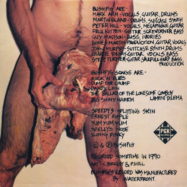 Image of Back Cover of LP - VG/VG+ - BUSHPIG, Bushpig (PGK Records; PGK 001, Australia 1990, Clear Yellow), ,  - 1846183S